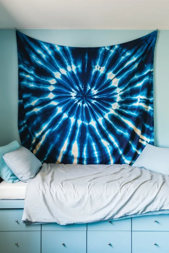 Blue Tie-Dye Tapestry