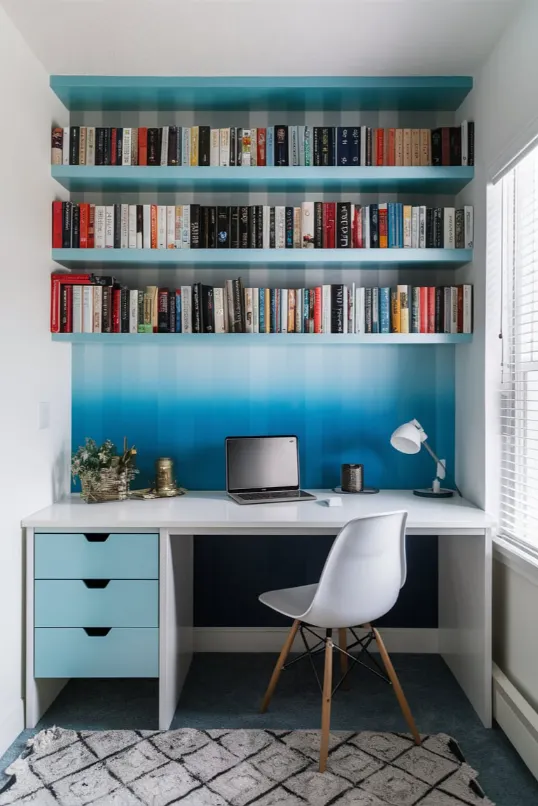 Blue Gradient Bookshelf Wallpaper