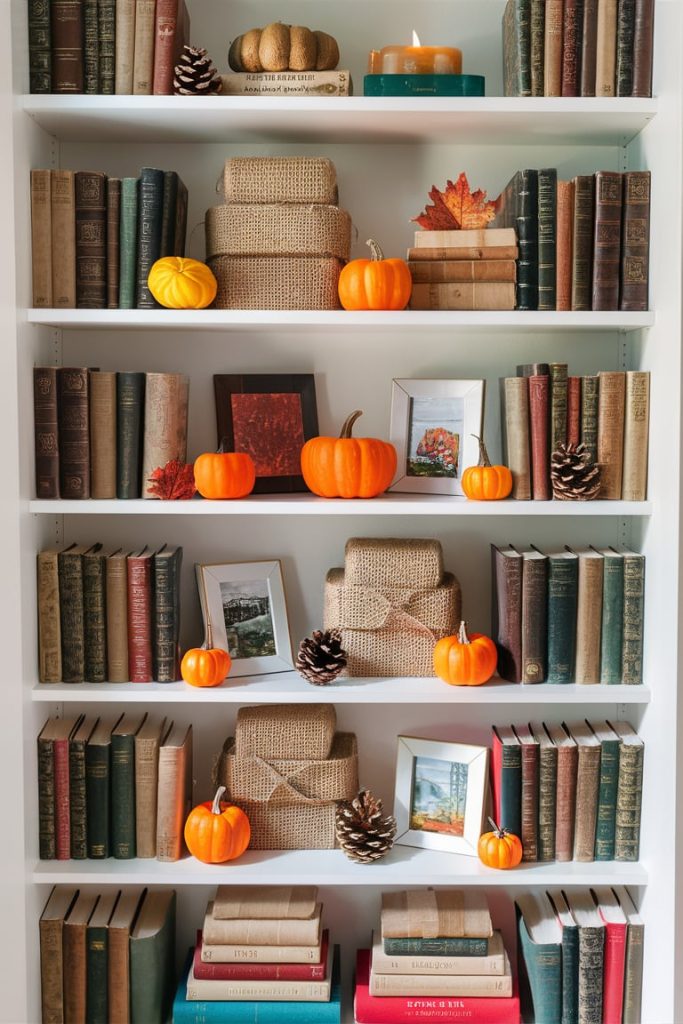 Autumn-Inspired Bookshelf Styling