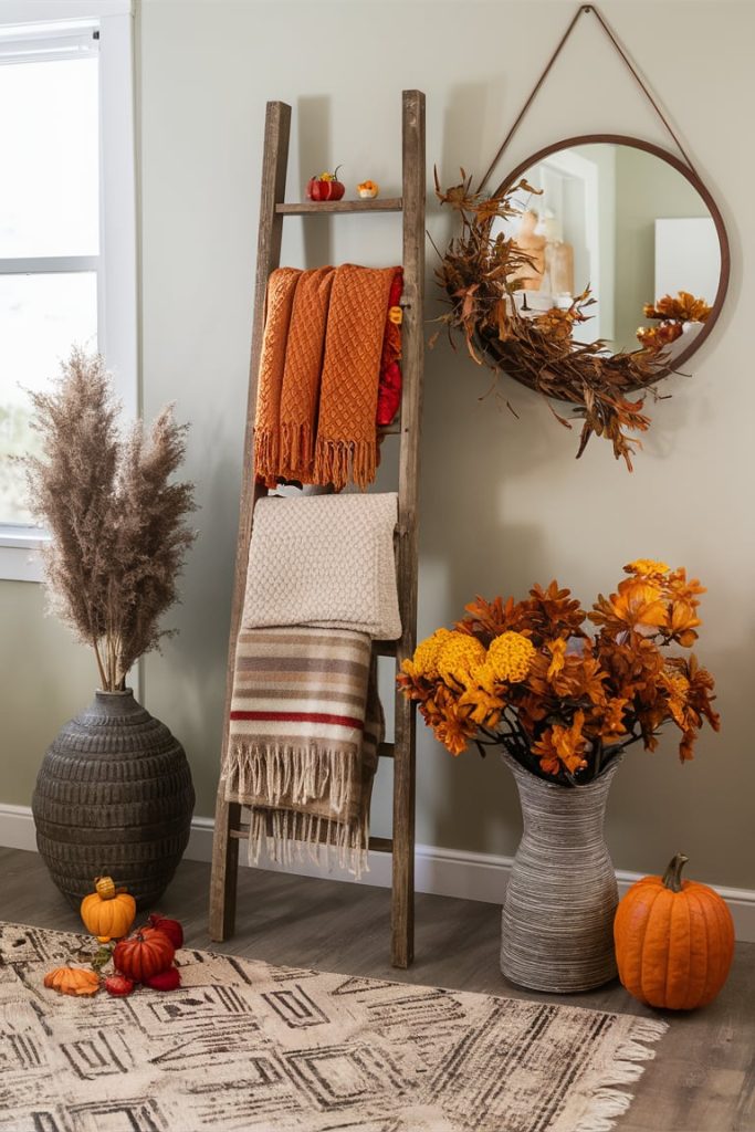 Autumn-Inspired Throw Blanket Ladder