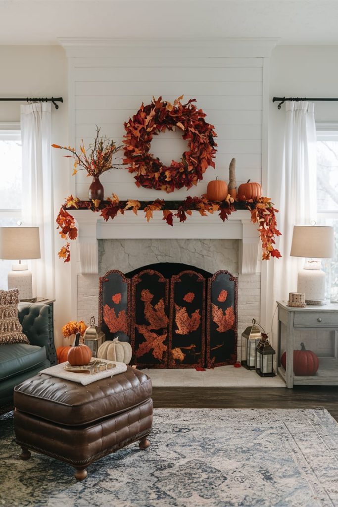 Autumn-Inspired Fireplace Screen