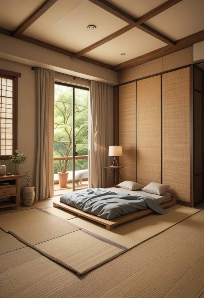 Japanese Bedroom Design, Tatami Mat Flooring