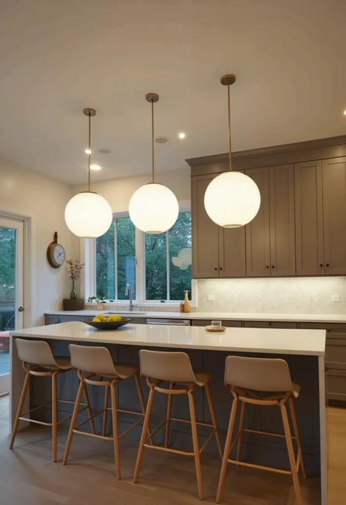 modern pendant lights for kitchen island, Big Round Pendant Lights