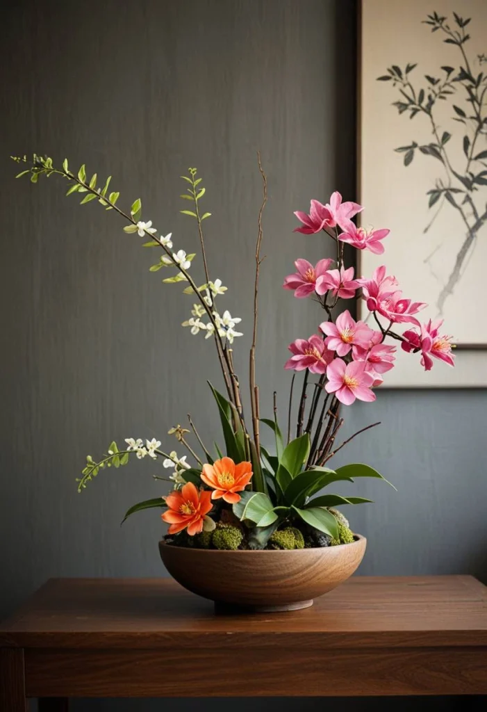 Japanese Bedroom Design, Ikebana Flower 