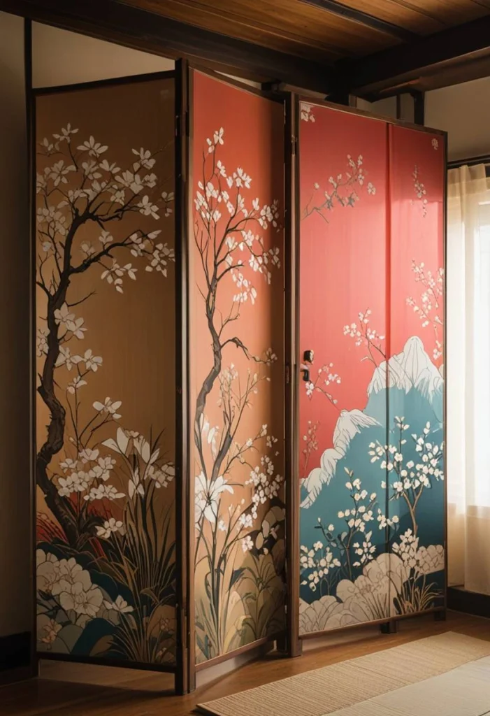 Japanese Bedroom Design, Japanese-Style Folding Screens