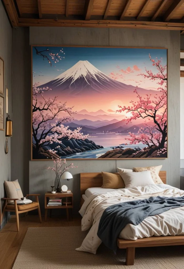 Japanese Bedroom Design, Japanese Wall Art