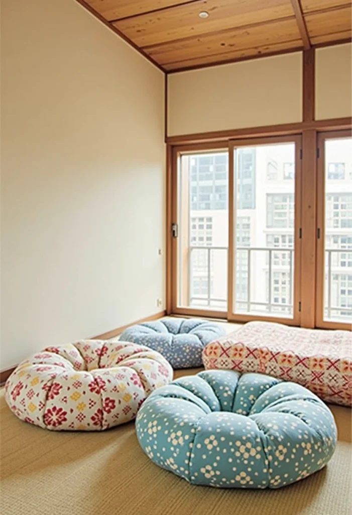 Japanese Bedroom Design, Floor Cushions