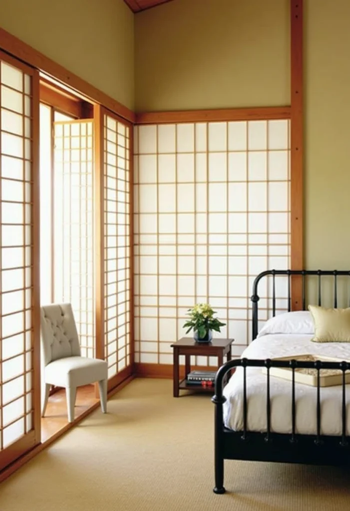 Japanese Bedroom Design, Shoji-Inspired Window Treatments