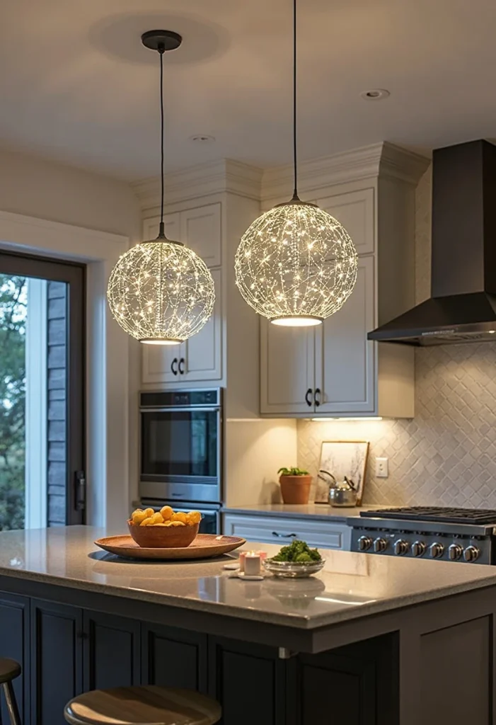 modern pendant lights for kitchen island, Round LED Hanging Lights