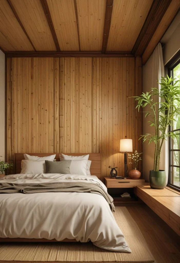 Japanese Bedroom Design, Bamboo Accents