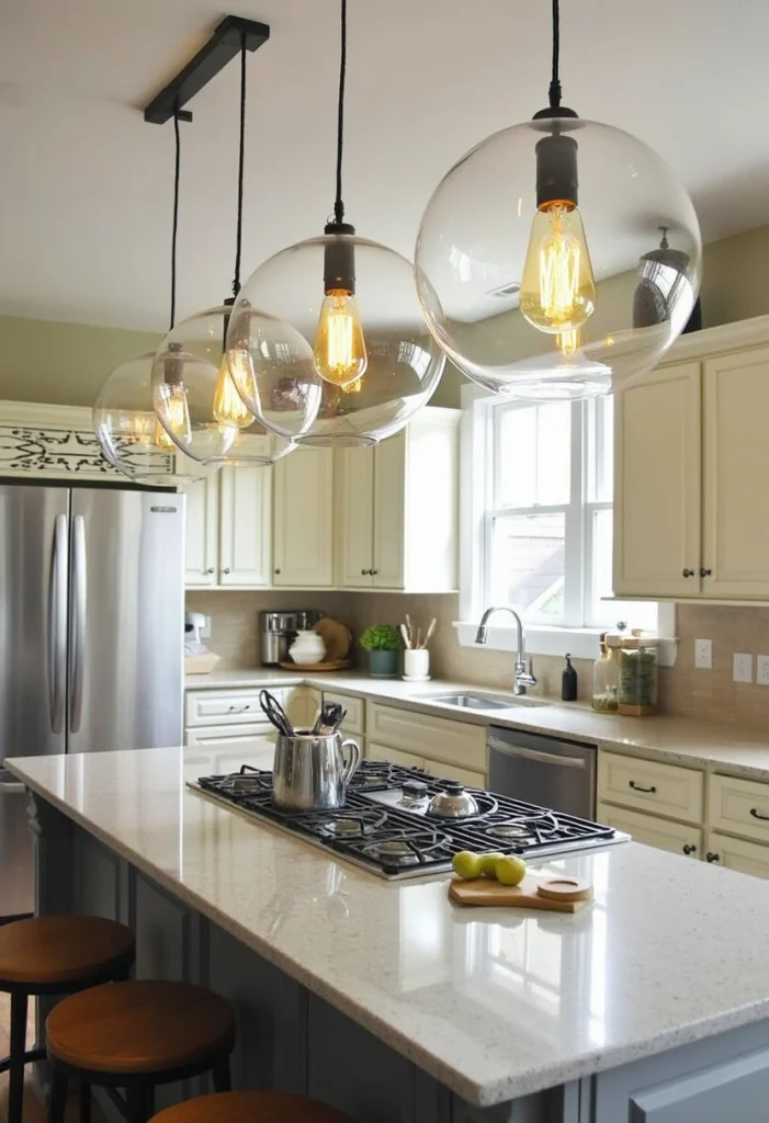 modern pendant lights for kitchen island, Big Round Pendant Lights