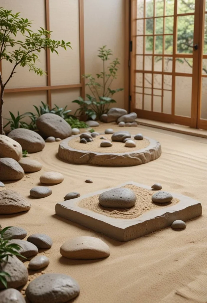 Japanese Bedroom Design, Zen Rock Garden