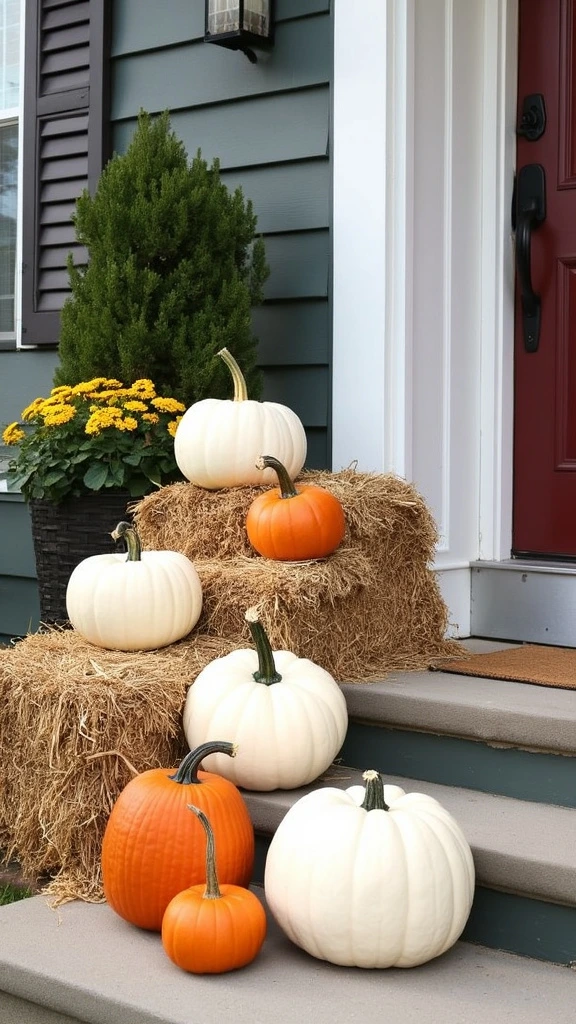 Hay Bales and Pumpkins