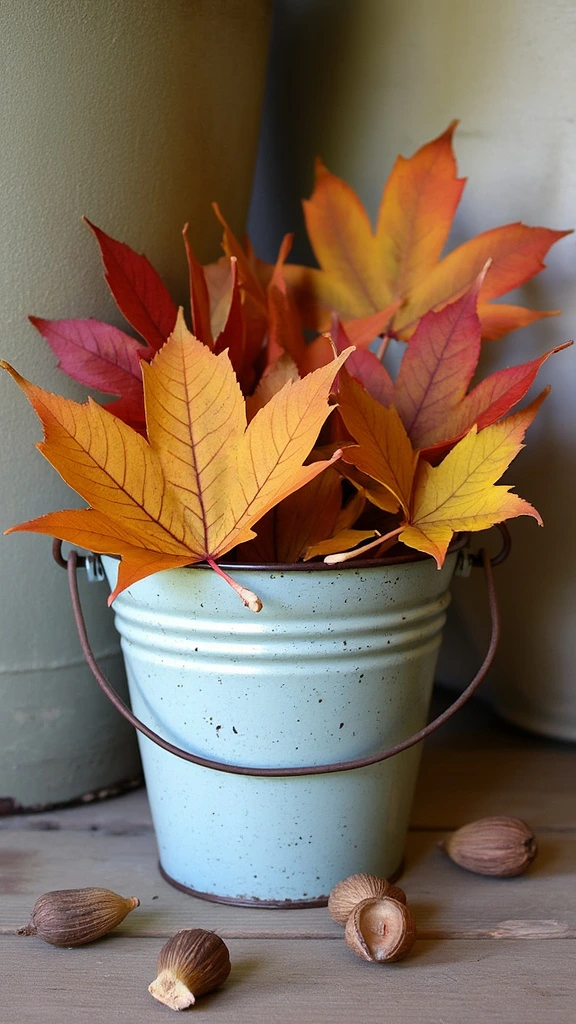 Metal or Wooden Buckets of Leaves