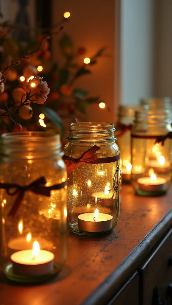 Display Tealights in Mason Jars