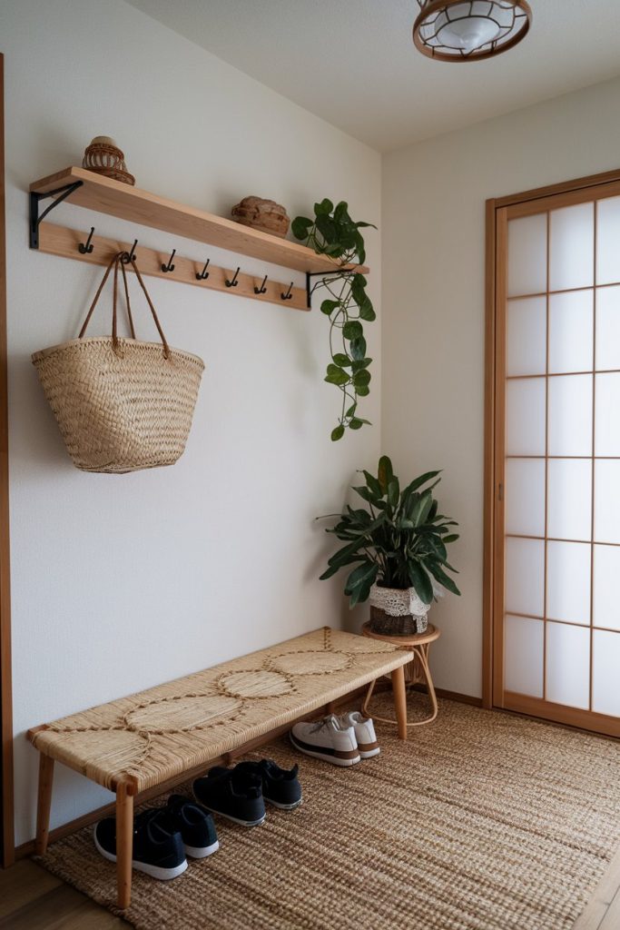 Japandi entryway ideas, japandi decor, minimalist entryway, Scandinavian design, Japanese aesthetics, modern entryway, Scandinavian-Japanese fusion, calming entryway ideas