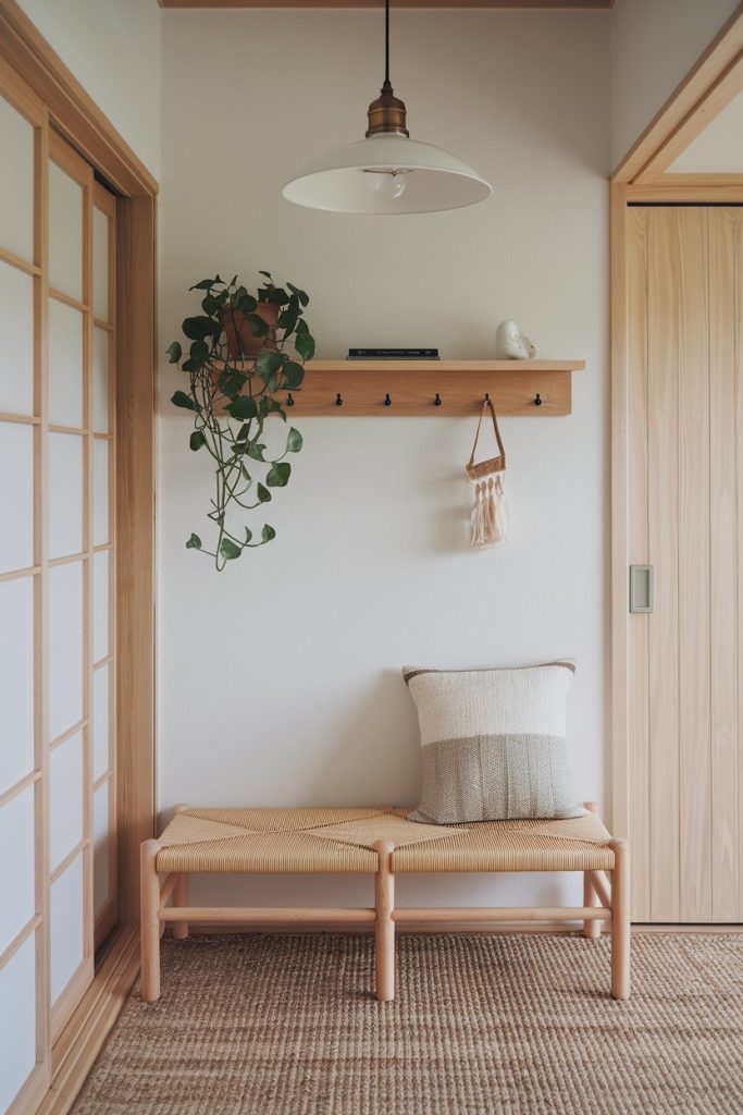 Japandi entryway ideas, japandi decor, minimalist entryway, Scandinavian design, Japanese aesthetics, modern entryway, Scandinavian-Japanese fusion, calming entryway ideas