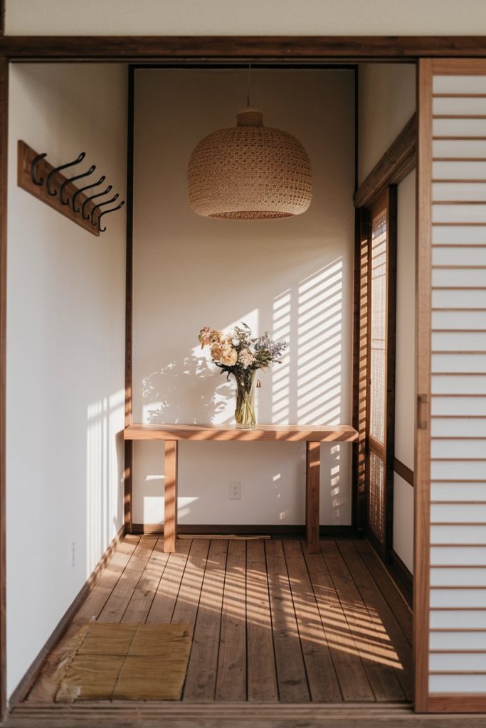 Japandi entryway ideas, japandi decor, minimalist entryway, Scandinavian design, Japanese aesthetics, modern entryway, Scandinavian-Japanese fusion, calming entryway ideas