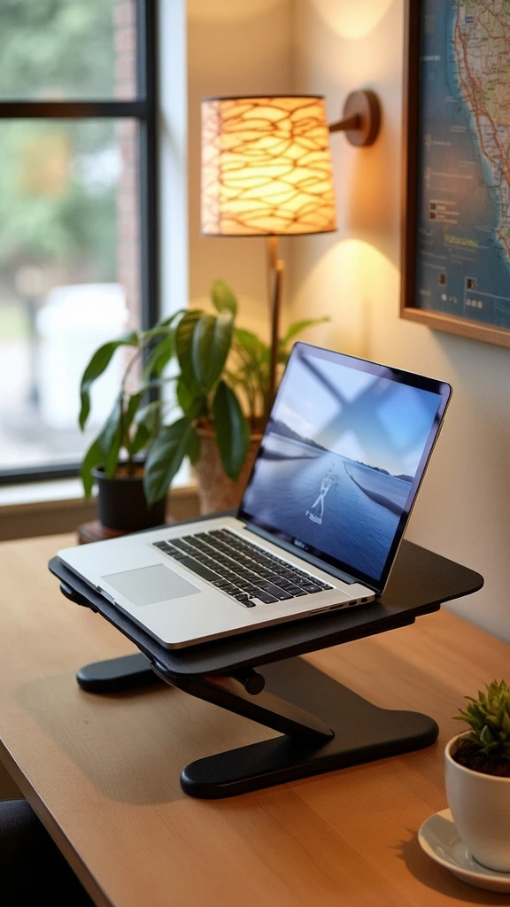 Laptop stands, ergonomic desk accessories, adjustable computer supports, portable workstation enhancements, space-saving office tools, healthy posture aids, versatile laptop risers, compact desk organizers, mobile office solutions, productivity-boosting gadgets