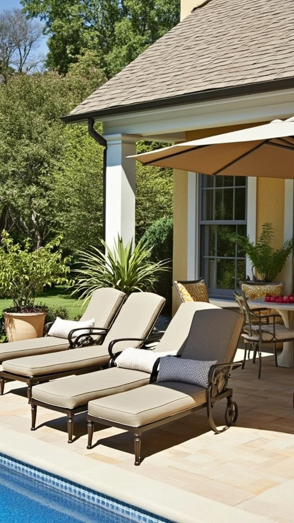 Luxurious Loungers: premium outdoor chaise longue, poolside recliner, adjustable sun lounger, high-end patio relaxation