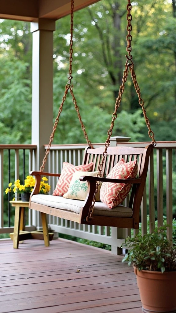 Swinging in Style: patio swing seat, hanging garden chair, outdoor pendulum lounger, suspended terrace seating