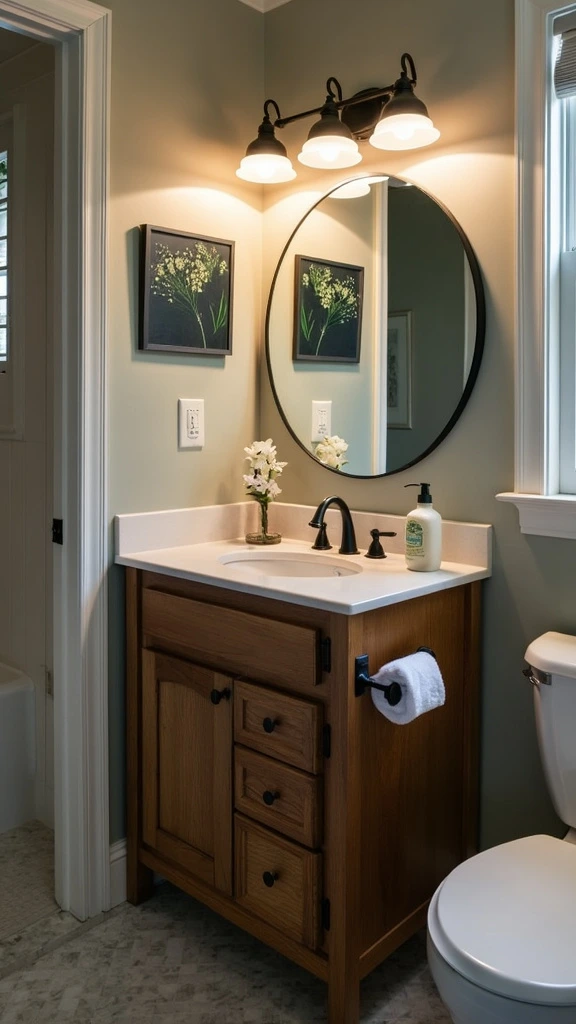 Bathroom lighting, modern fixtures, recessed lights, vanity lighting, space-saving, ambiance, functional, stylish