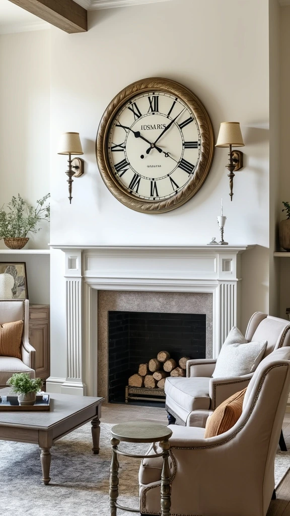 Large decorative wall clock, modern timekeeping decor, oversized clock feature, stylish wall accessory, contemporary time display, artistic clock design, statement wall piece, elegant room accent, functional wall art, chic timepiece