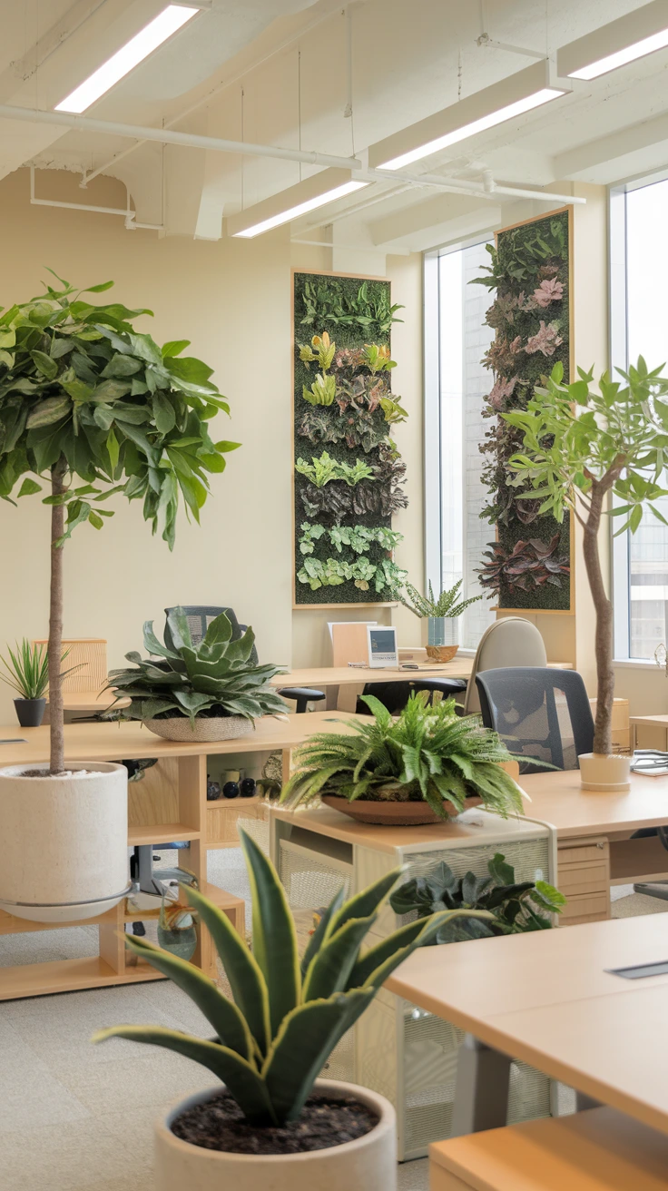 Biophilic office design indoor plants living walls nature-inspired workspace green environment