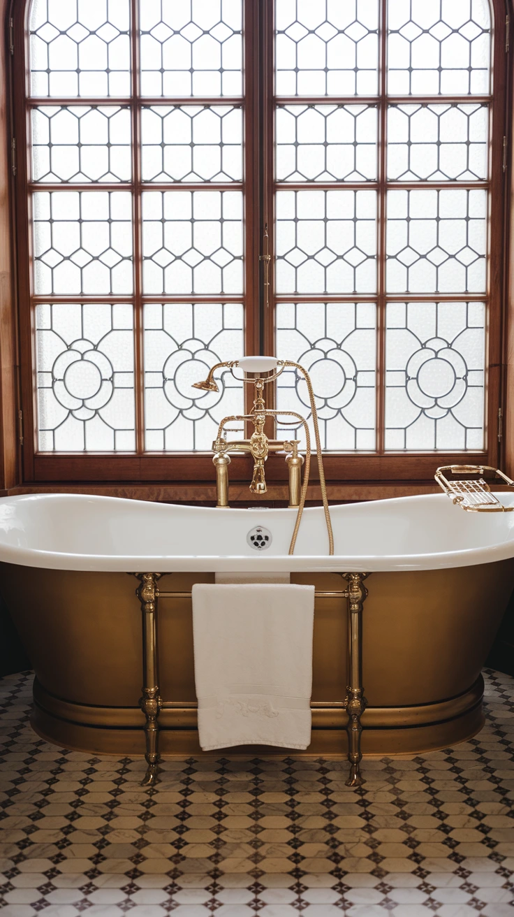 Brass bathroom fixtures, Victorian-era hardware, luxury plumbing fittings, vintage-inspired faucets, period-appropriate handles, elegant bathroom accessories, antique-look finishes, classic metal accents, historical accuracy, sophisticated details