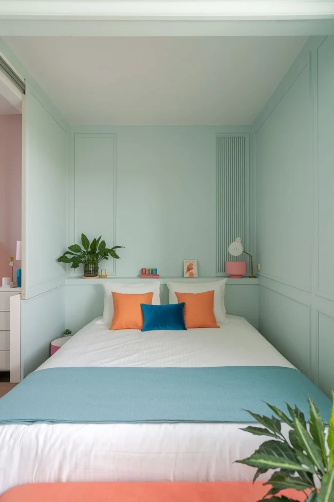 Color psychology, bedroom design, mood enhancement, relaxing atmosphere, interior color scheme, sleep quality, calming hues, visual perception, room ambiance, personal style