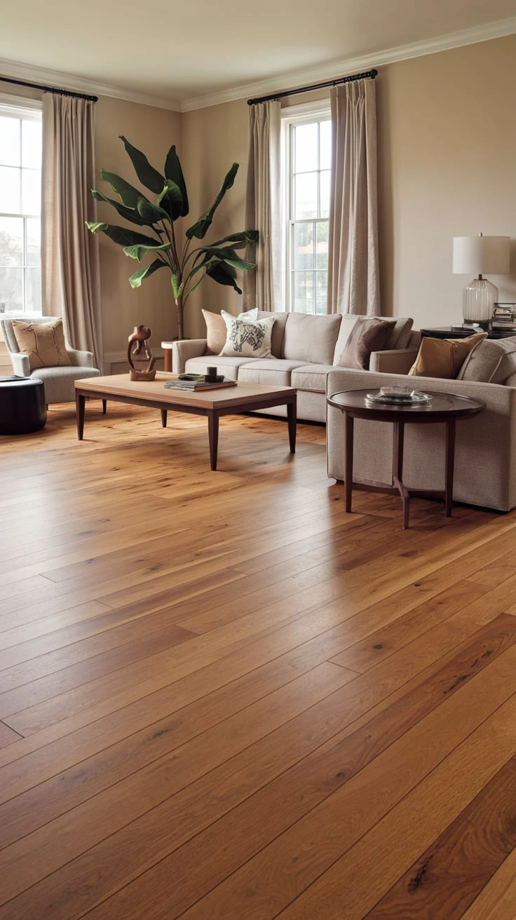 Engineered hardwood flooring living room stable moisture-resistant layered construction wood look durable versatile