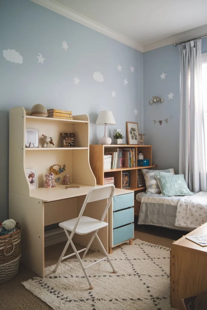 Foldable furniture, nesting tables, space-saving designs, compact living, girl's bedroom ideas, collapsible chairs, versatile furniture, small room solutions, adaptable decor, efficient use of space