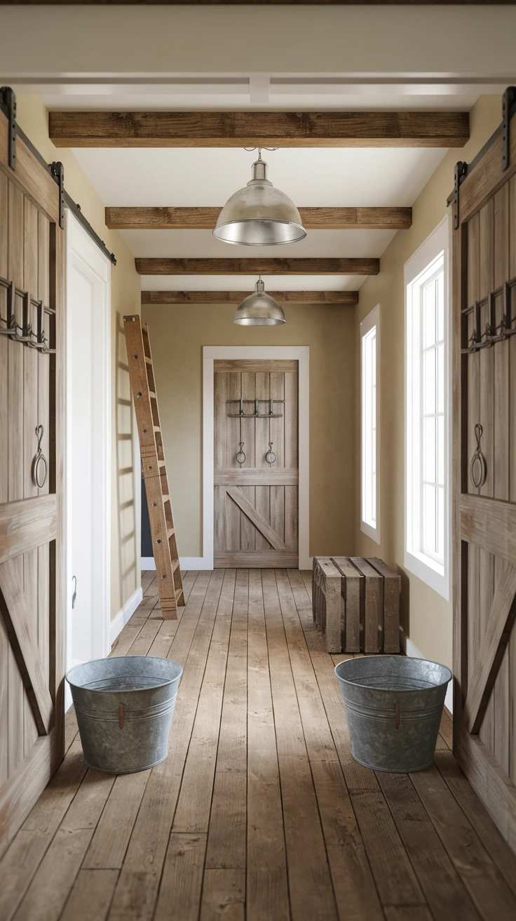 Galvanized metal decor, farmhouse industrial style, rustic metal buckets, vintage-inspired accessories