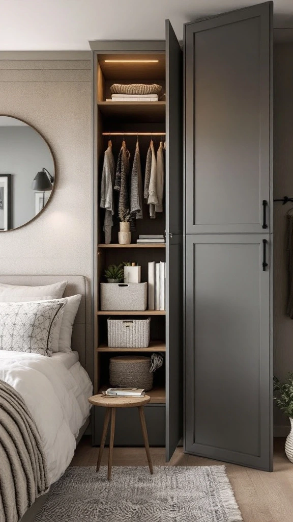 Concealed storage solutions, clever organization, space-saving ideas, multi-functional furniture, clutter-free design, compact storage options, efficient small room layout, hidden compartments, smart storage furniture, tidy small space