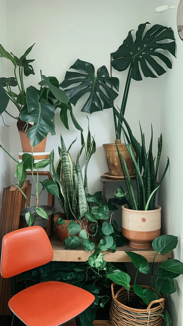 Indoor plants, houseplant collection, urban jungle, interior gardening, plant-filled home, green living space, tropical indoor plants, air-purifying plants, statement plants, indoor plant arrangement