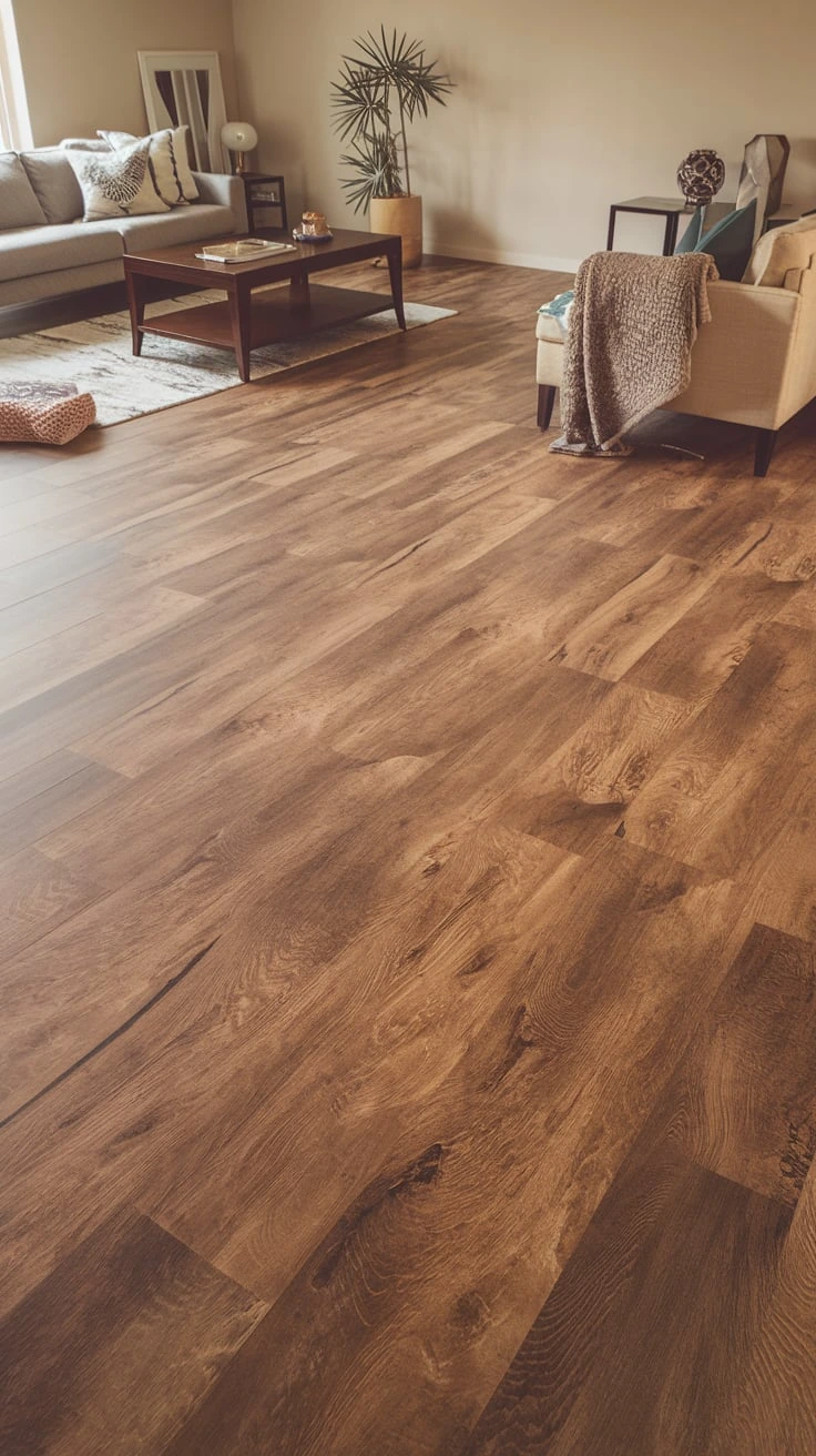 Laminate living room flooring affordable durable easy-install wood-look stone-look practical quick-makeover