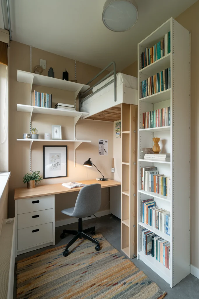 Vertical storage shelving organization space-saving wall-mounted floating shelves bookcase declutter compact living