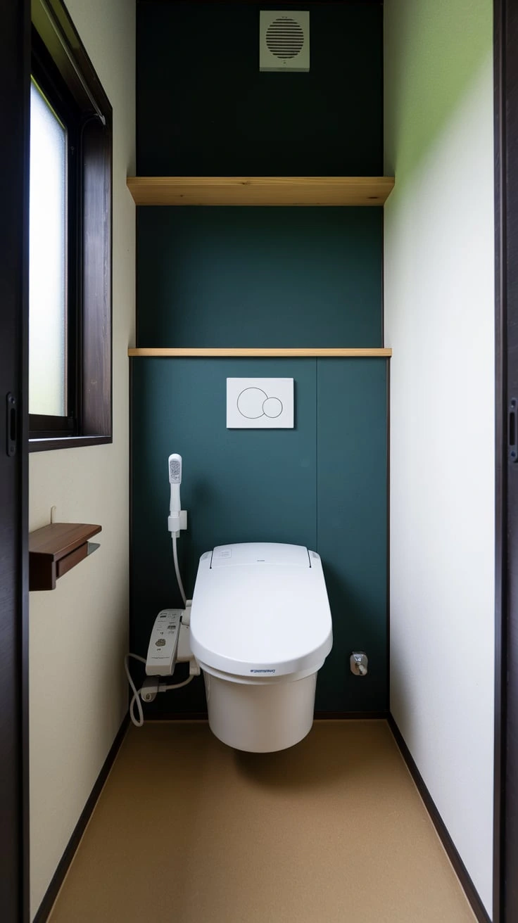 Wall-mounted toilet, space-saving, washlet, bidet function, easy cleaning, modern Japanese bathroom