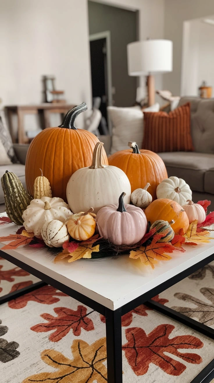 Pumpkin decor autumn coffee table gourd harvest miniature patch seasonal