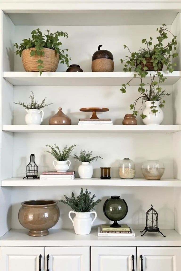 10. Nature-Inspired Shelf Styling