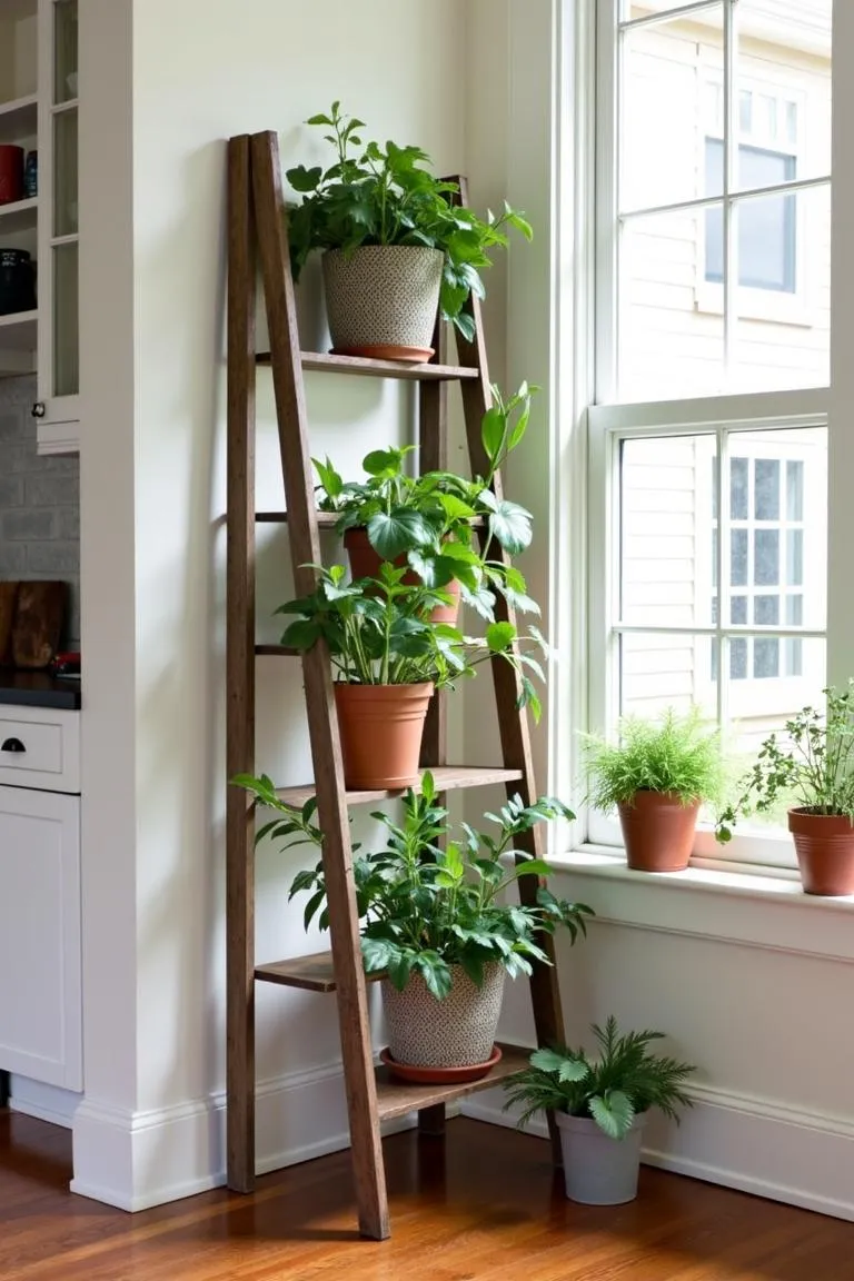 13. Vintage Ladder Plant Display