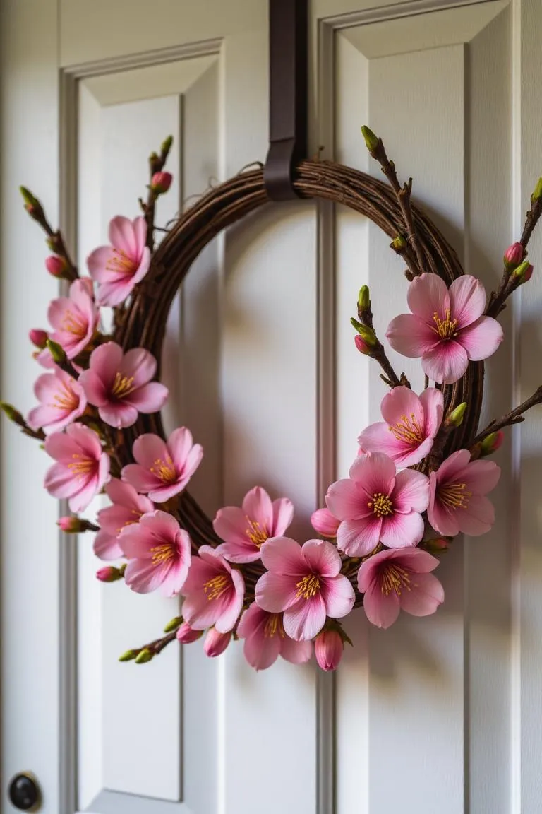 2. Cherry Blossom Hoop Wreath