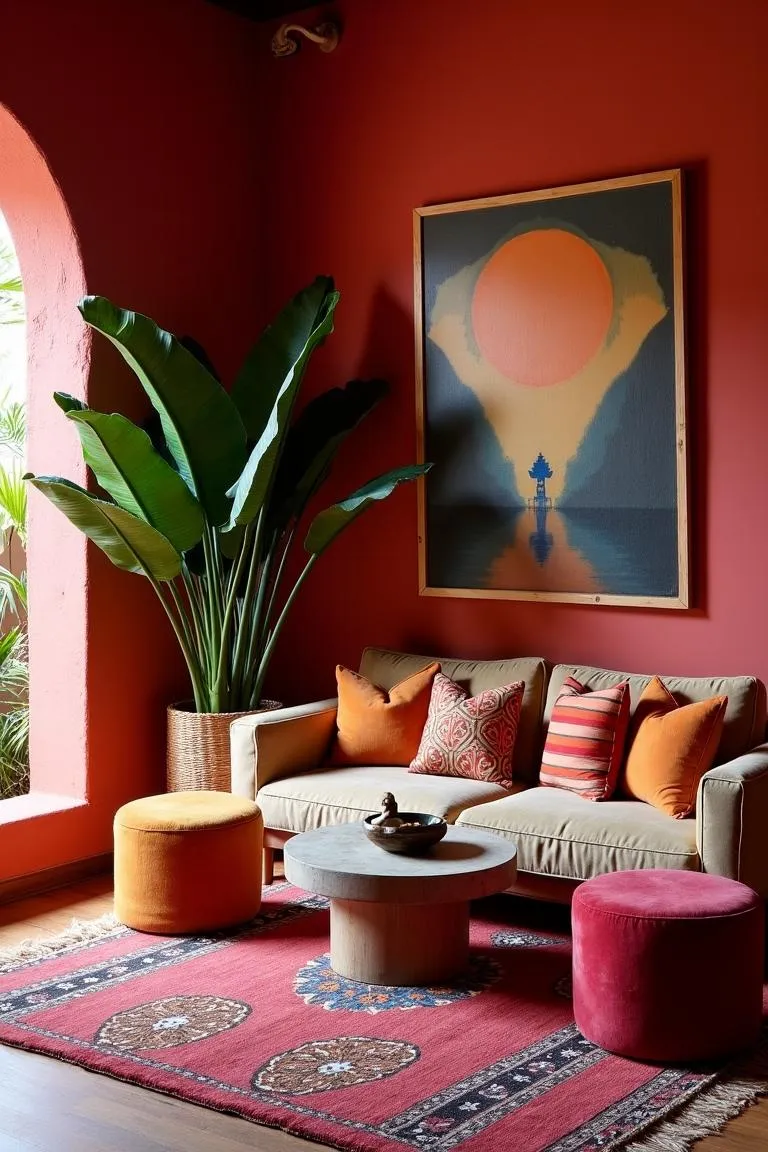 2. Jewel-Toned Lounge Areas