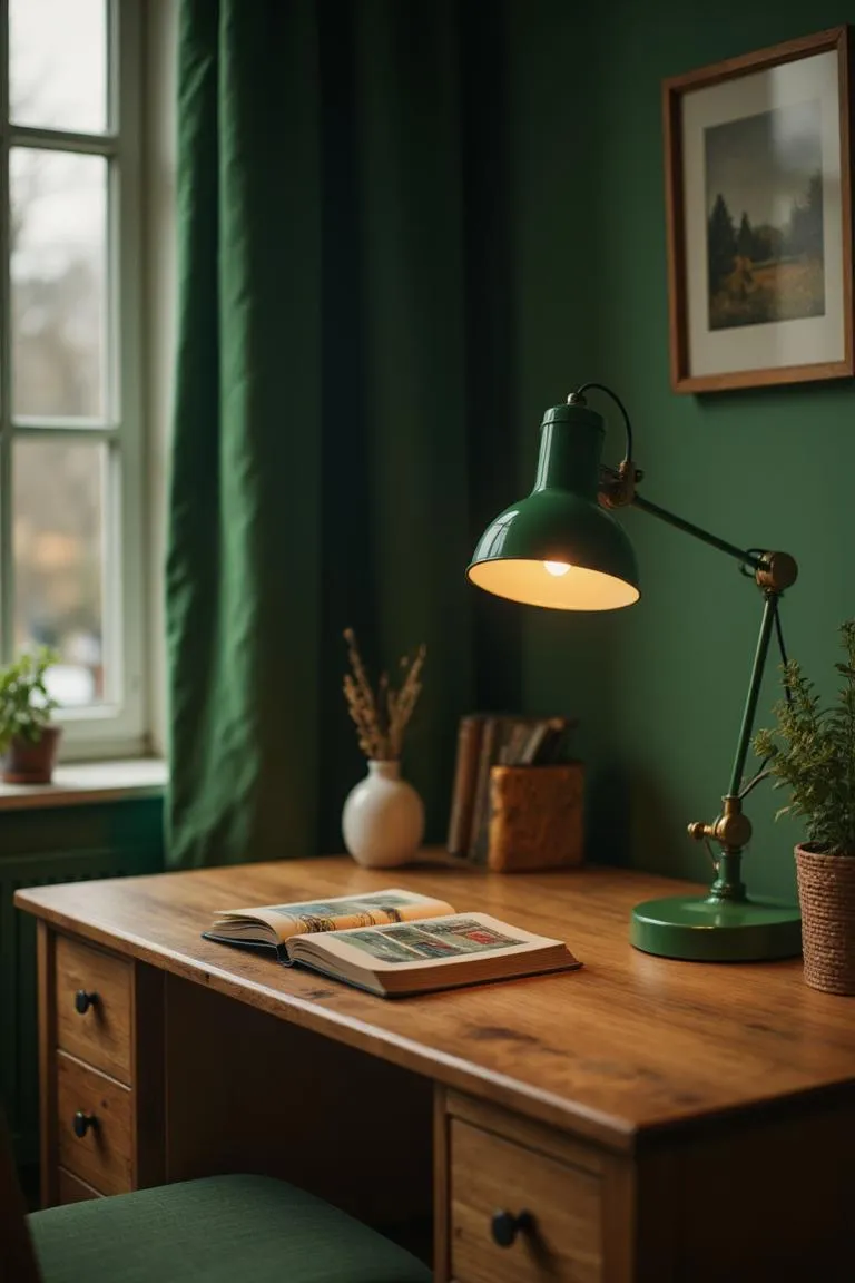 2. Vintage Green Desk Lamp