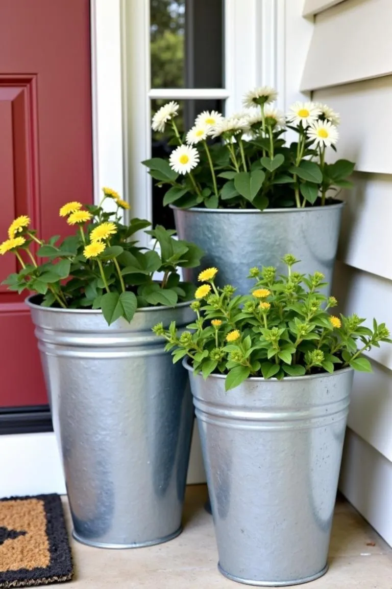 3. Galvanized Metal Planters