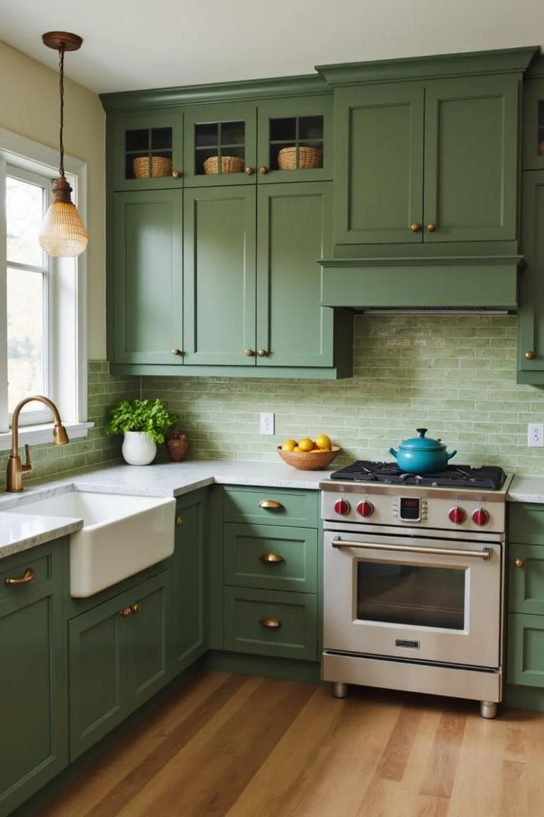 3. Green Subway Tile Backsplash