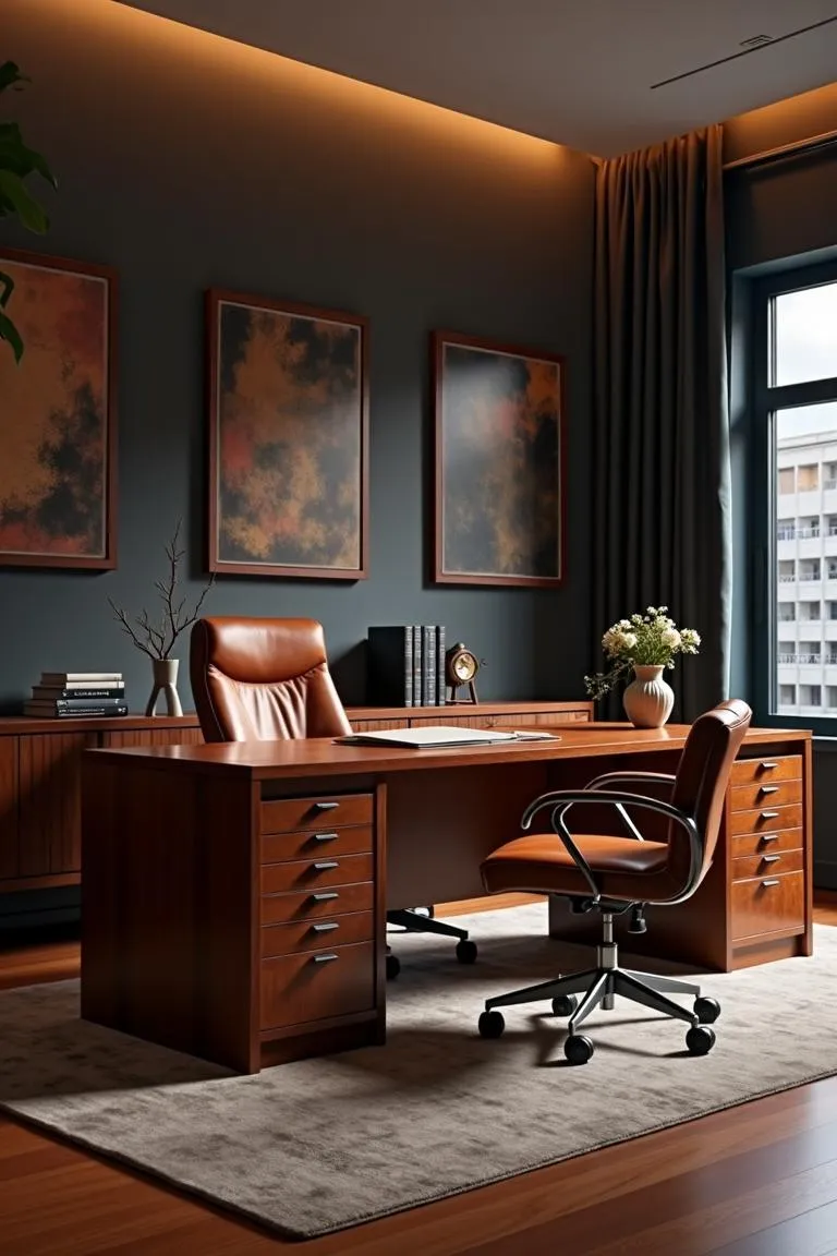 3. Leather and Wood Executive Style