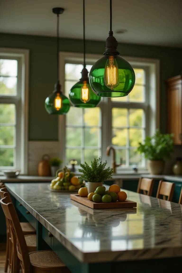 6. Green Glass Pendant Lights