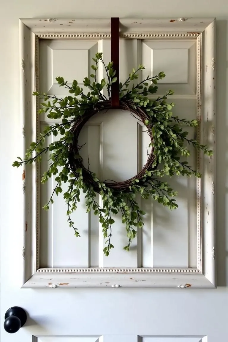 7. Distressed Door Frame Wreath