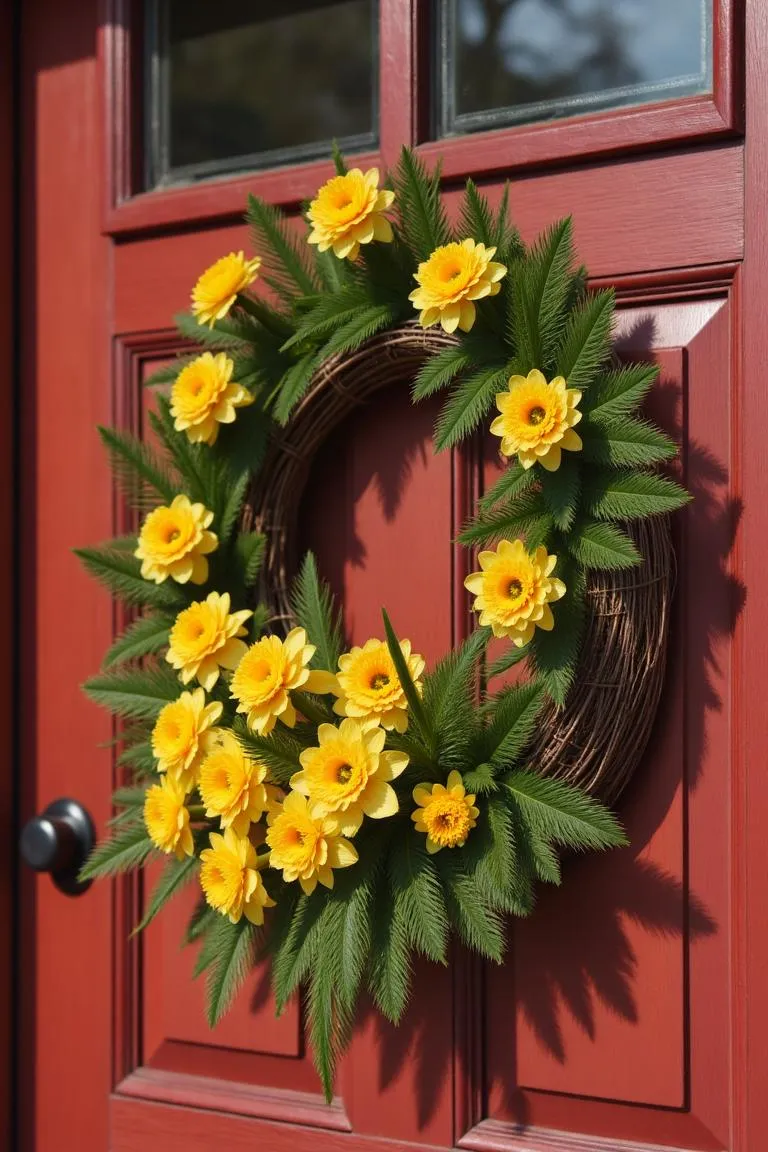 7. Tulip and Daffodil Basket Wreath